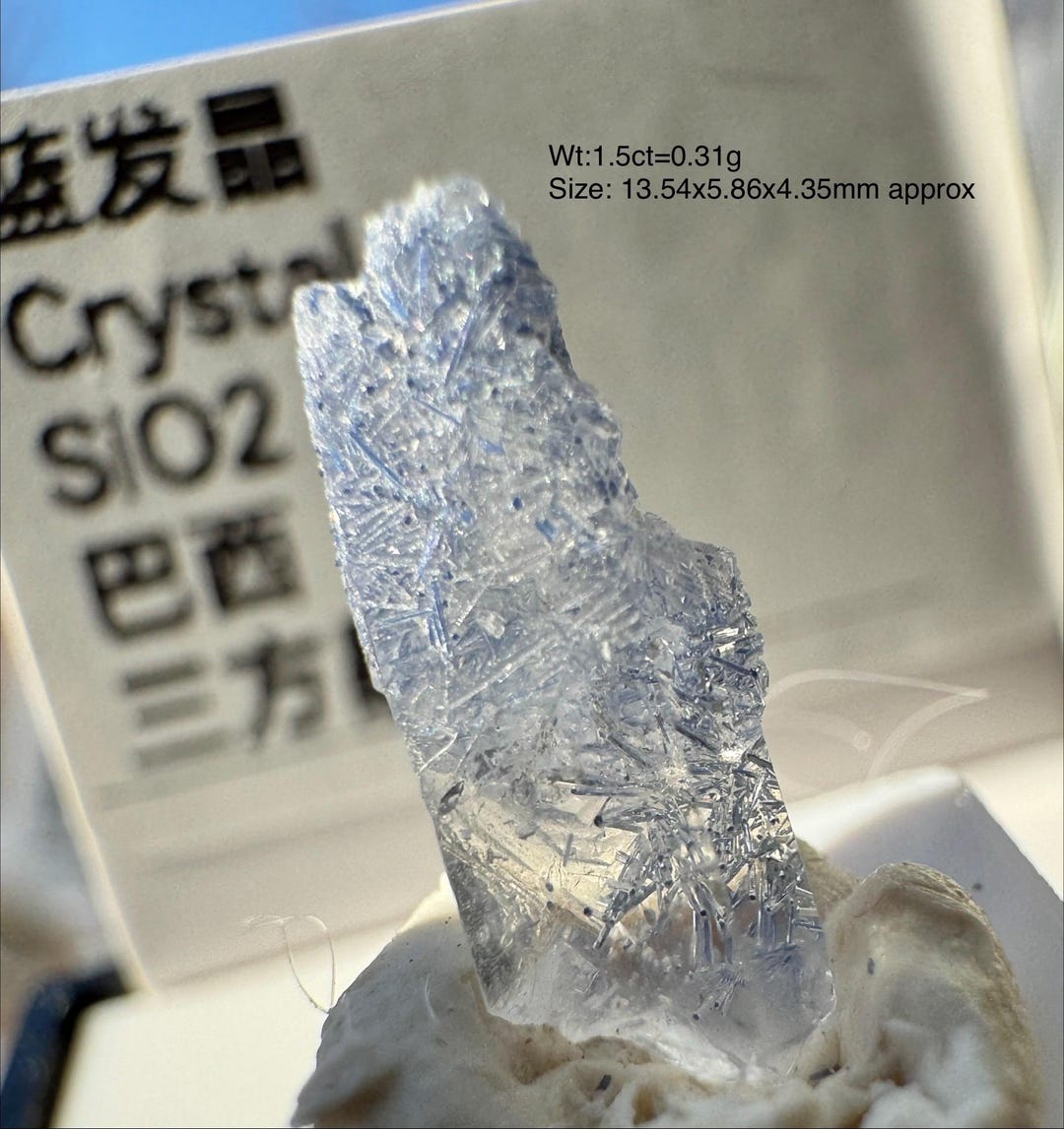 Nature Rare Blue Rutile Quartz Crystal Brazil – Collector Mineral With ...