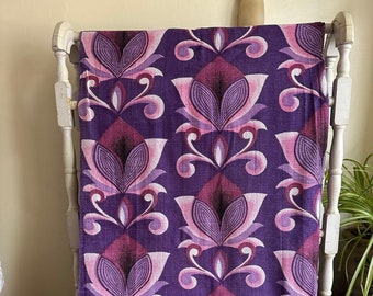 Vintage Single Curtain in Bold Purple Pattern 100cm x 166cm