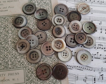 Mixed Smokey Mother of Pearl Buttons, Shell Buttons x 25