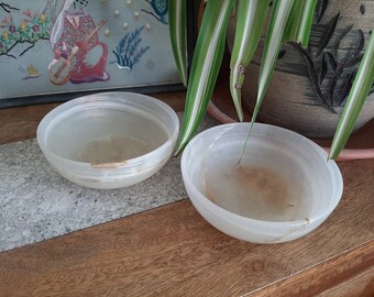 Vintage Green Onyx Bowls x 2