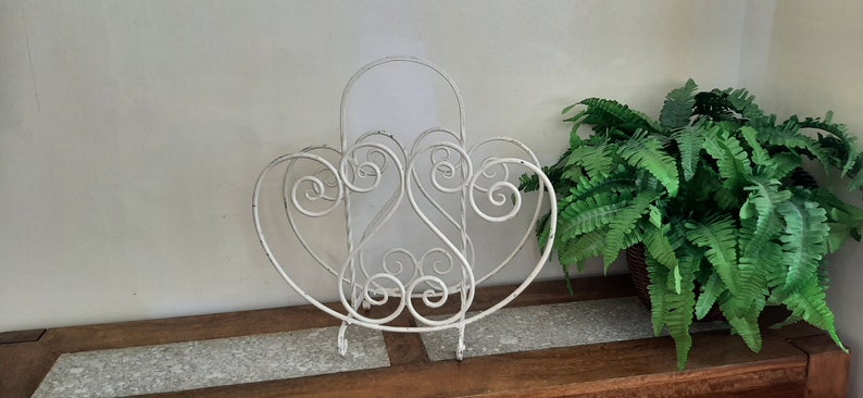 White Cast Iron Magazine Rack image 3