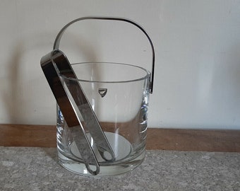 Glass Ice Bucket in Mid-Century Style.