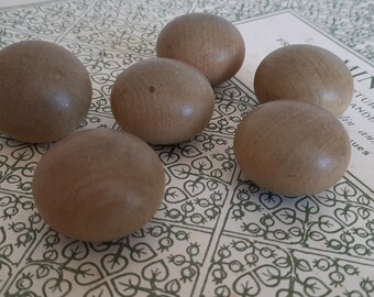 6 Large Round Wooden Buttons.