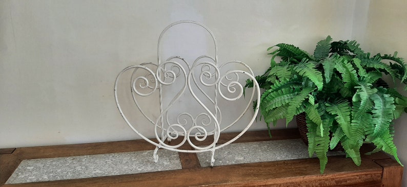 White Cast Iron Magazine Rack image 2