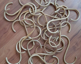 24 x Cane Bamboo S Hooks, 24cm x 11cm.