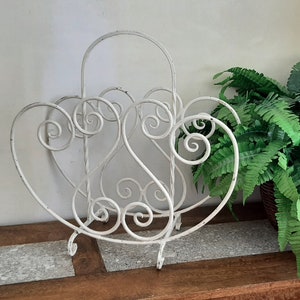 White Cast Iron Magazine Rack image 1