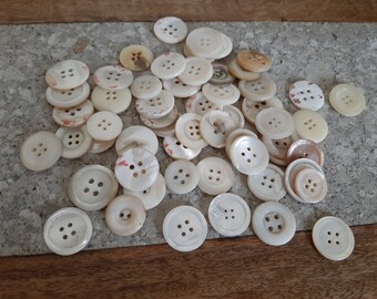 50 Mixed Mother of Pearl Buttons, Shell Buttons.