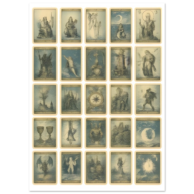 Tarot Card Collage Poster - Vintage Occult Art Print, Mystic Wall Decor ...
