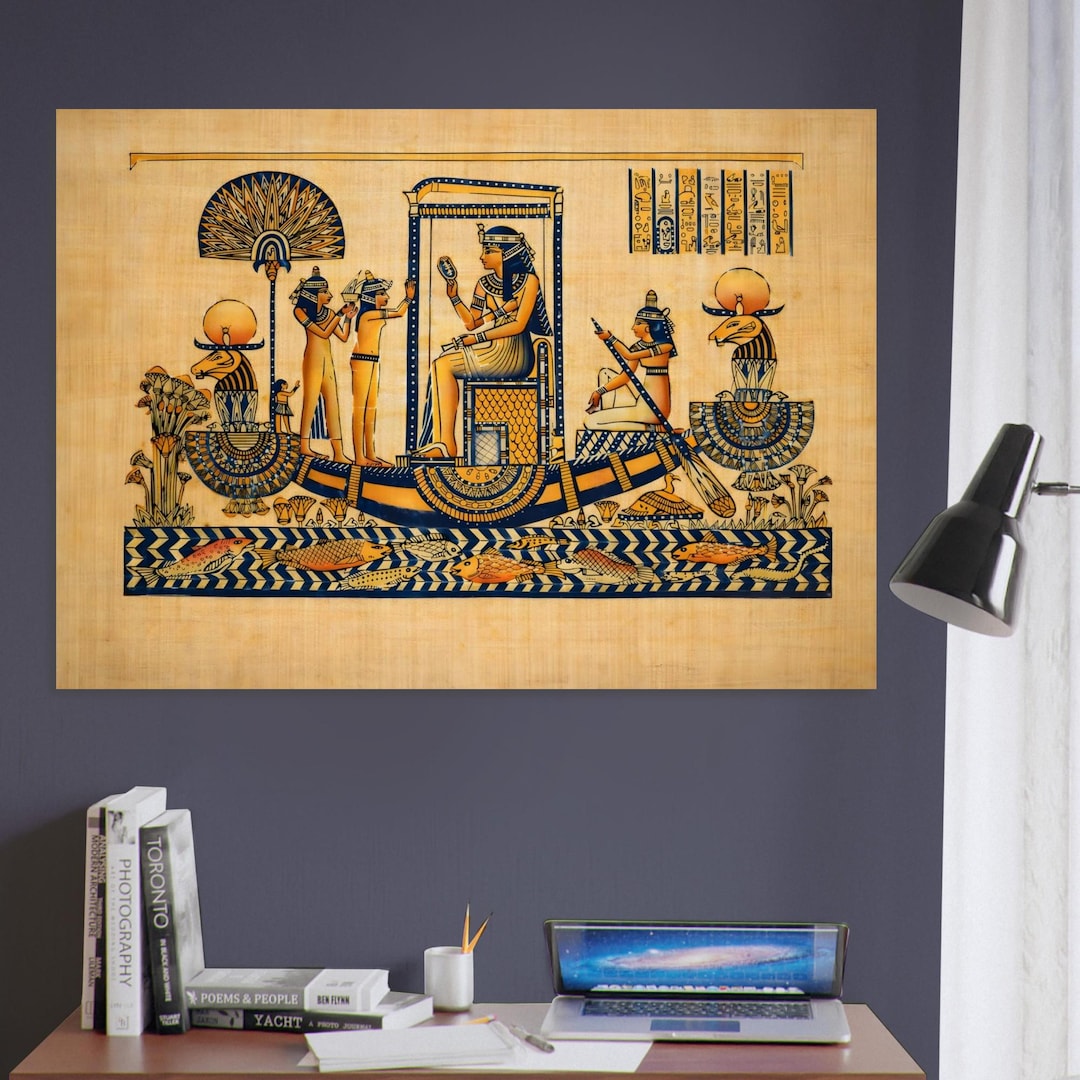 Ancient Egyptian Wall Art Print - Hieroglyph Dekor, Papyrus Goddess ...