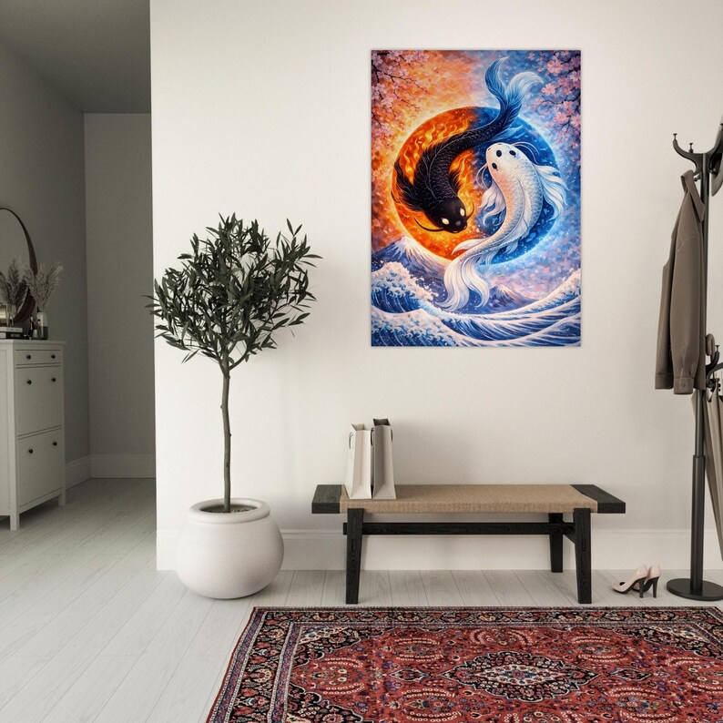 Yin Yang Koi Fish Poster - Japanese Zen Art Print - Etsy