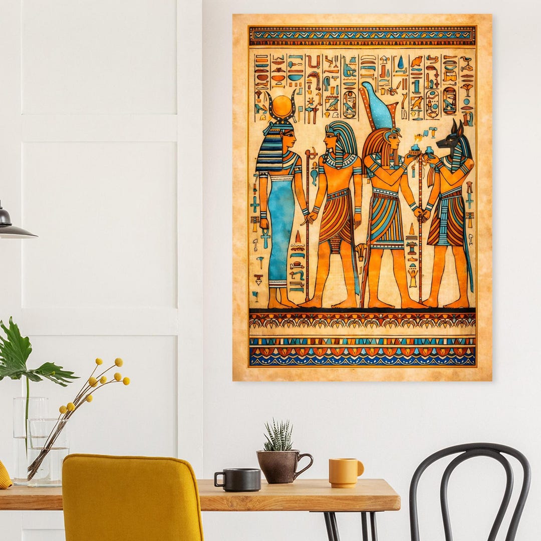 Ancient Egyptian Gods Wall Art - Hieroglyphics Papyrus Poster - Ra ...