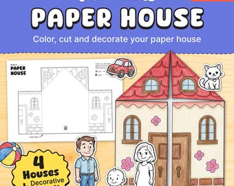 Paper House Craft for Kids Printable Cut and Paste Preschool Activity PDF