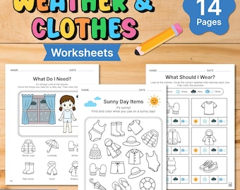 Weather Clothes Worksheets for Kids | Seasons & Matching (PDF)