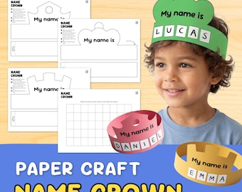 Couronne de prénom à imprimer pour les enfants, chapeau pour la rentrée des classes, activité du premier jour PDF