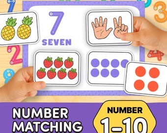 Number Matching Game 1–10 Counting Math Game Recognition Activity Printable Learning PDF