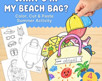 What’s in My Beach Bag? Summer Cut & Paste Craft Kit for Kids Printable