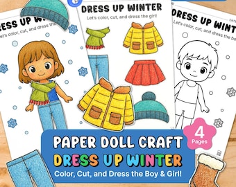 Winter Paper Doll Craft | Coloring, Cut, and Paste Activity (PDF)