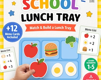 School Lunch Tray Game Printable | Back to School Counting Activity Kids PDF