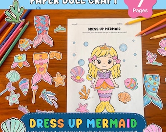 chinese dress ladies Mermaid paper doll coloring, cut and paste: Activity book for coloring  imagination, fun cutting practice and doll dress-up for girl aged 3-9, very  ... accessories and cute undersea friends: Pop, Thanpaksorn: 9798795658933: