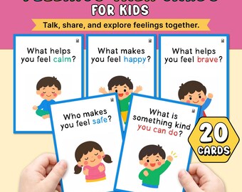 Kids Feelings Talk Cards | Social Emotional Learning Prompts (Digital Download)