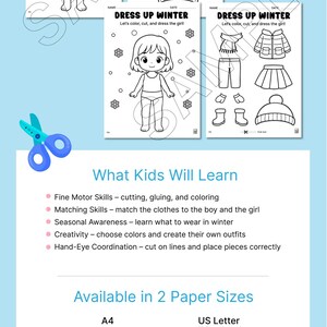 Winter Paper Doll Craft | Coloring, Cut, and Paste Activity (PDF) - Etsy