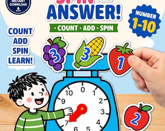 Spin the Answer! Math Game | Addition Math Center | Counting & Number Sense Activity | Preschool Kindergarten
