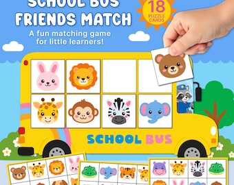School Bus Friends Match Game Printable |  Visual Skills & Hands-On Learning (PDF)