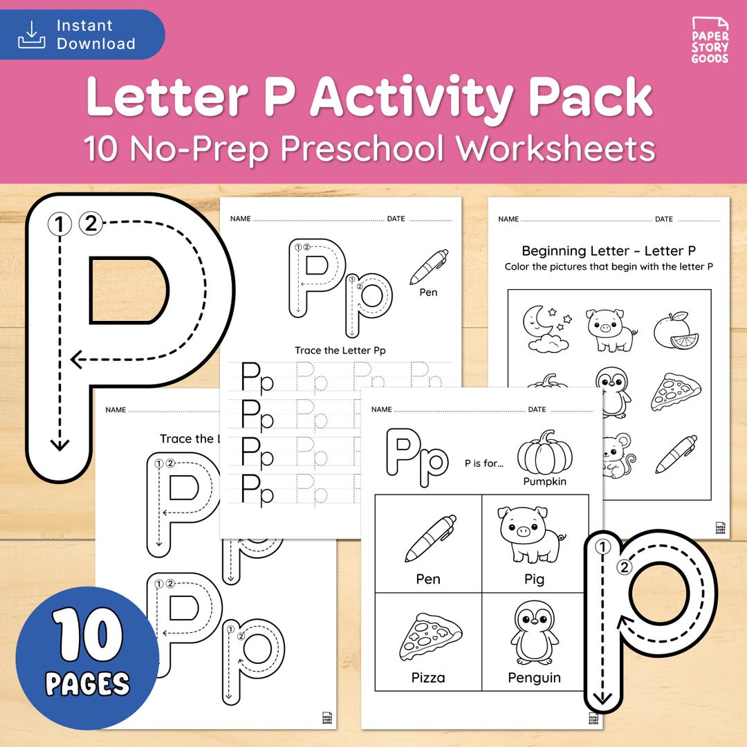 Letter P Activity Pack | 10 No-prep Preschool Worksheets | Tracing ...