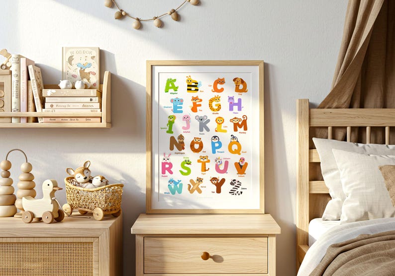 Animal Alphabet Poster for Kids ABC Nursery Wall Art Printable Room ...