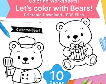 Bear Coloring Pages for Kids, Fun Learning (PDF Download)