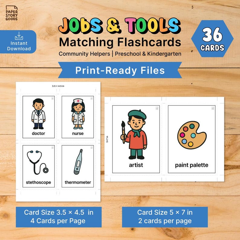 Jobs and Tools Matching Flashcards | Community Helpers Activities ...