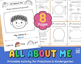 All About Me Activity Book | Preschool Kindergarten Worksheet (PDF Download)