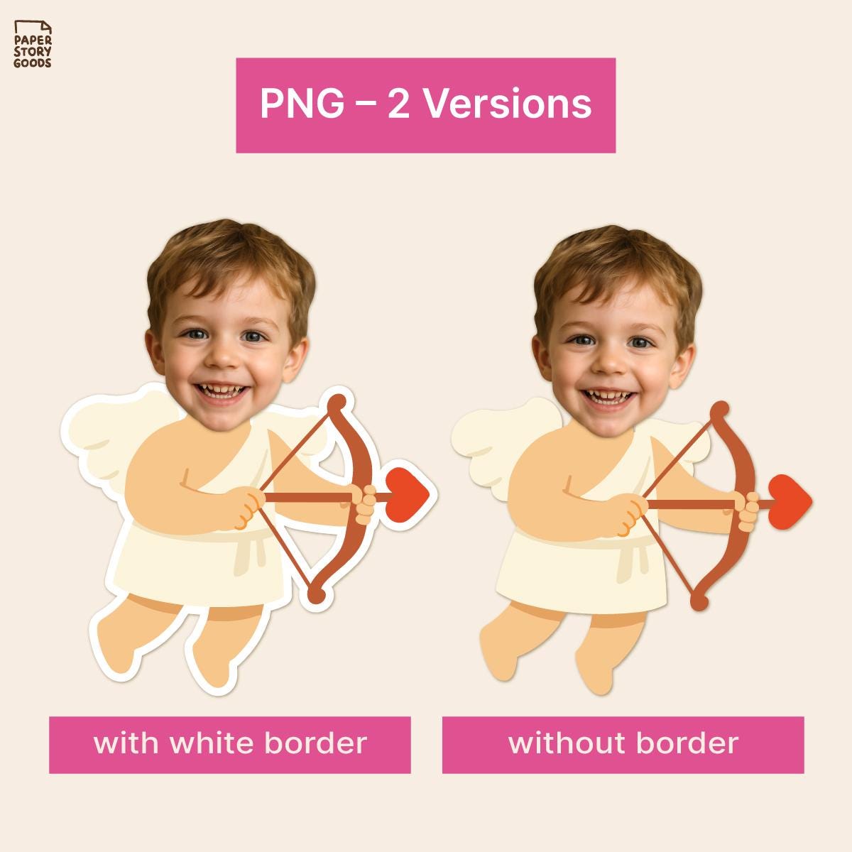 Cute Cupid Valentine PNG Set – Add Your Child’s Photo – 9 PNG Poses and ...