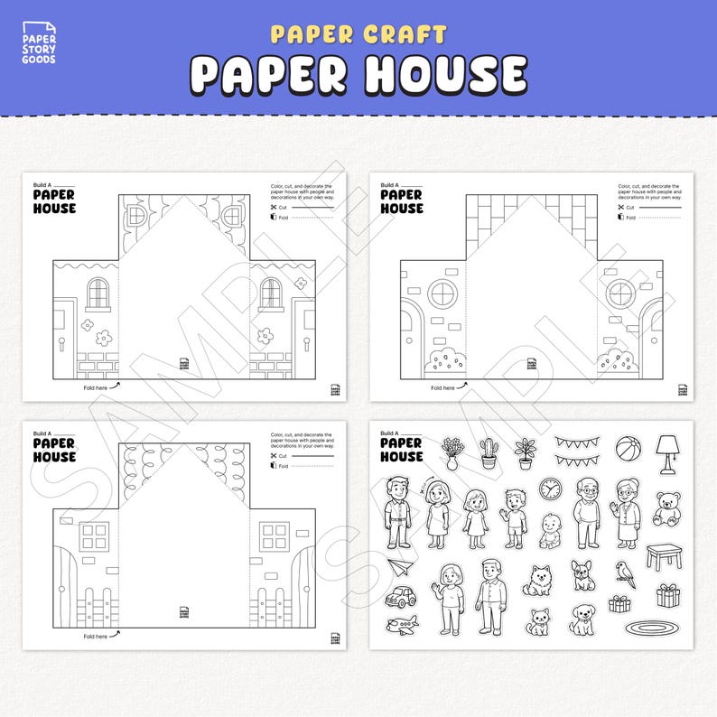 Paper House Craft for Kids Printable Cut and Paste Preschool Activity ...