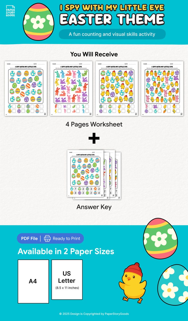 Easter I Spy Printable Counting Activity Math Game Visual Skills ...