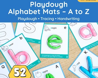 Alphabet Mats A–Z | Playdough, Tracing & Handwriting Practice, 52 Letter Formation Cards (PDF)