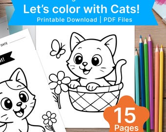 Cat Coloring Pages | 15 Printable Illustrations (PDF Download)