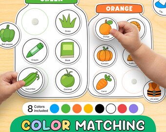 Color Matching Printable for Toddlers, Busy Book Activity, Learn Colors PDF