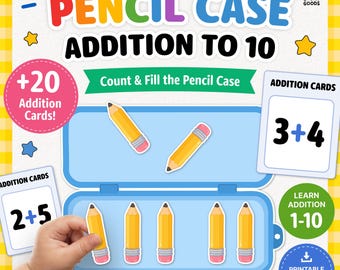 Pencil Case Addition Game Printable | Back to School Math Activity Kids PDF