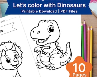Libro para colorear de dinosaurios / Páginas de actividades para niños (Patrón PDF)