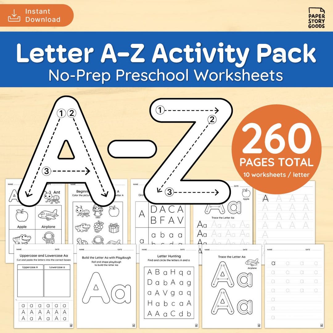 Preschool Alphabet Worksheets – Letter A-Z Activity Pack (260 Pages ...