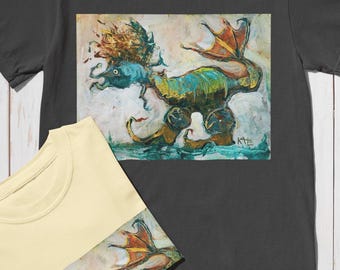 Dragon Art T Shirt, Surreal Fantasy Graphic Tee, Unisex Comfort Colors Streetwear