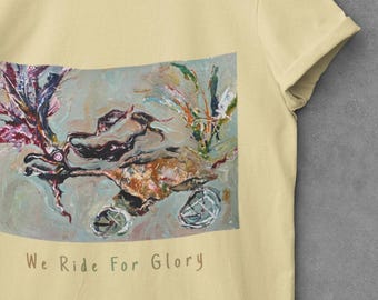 Goat Cyclist Art T Shirt, Surreal Animal Graphic Tee, Unisex Comfort Colors Streetwear
