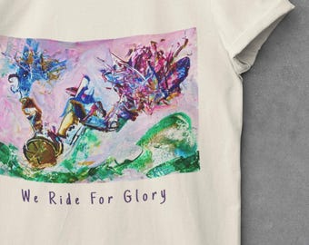 Unicyclist Art T Shirt, Surreal Animal Unicycle Graphic Tee, Unisex Comfort Colors Streetwear