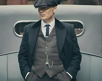 Abrigo de lana estilo Peaky Blinders de Thomas Shelby – Gabardina vintage azul marino