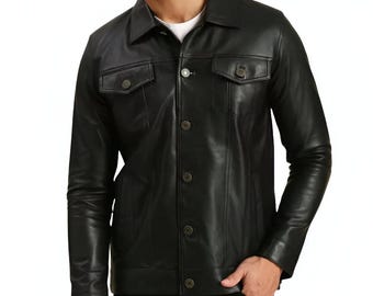 Handmade Black Real Leather Motorcycle Jacket | Distressed Vintage Biker Winter Coat