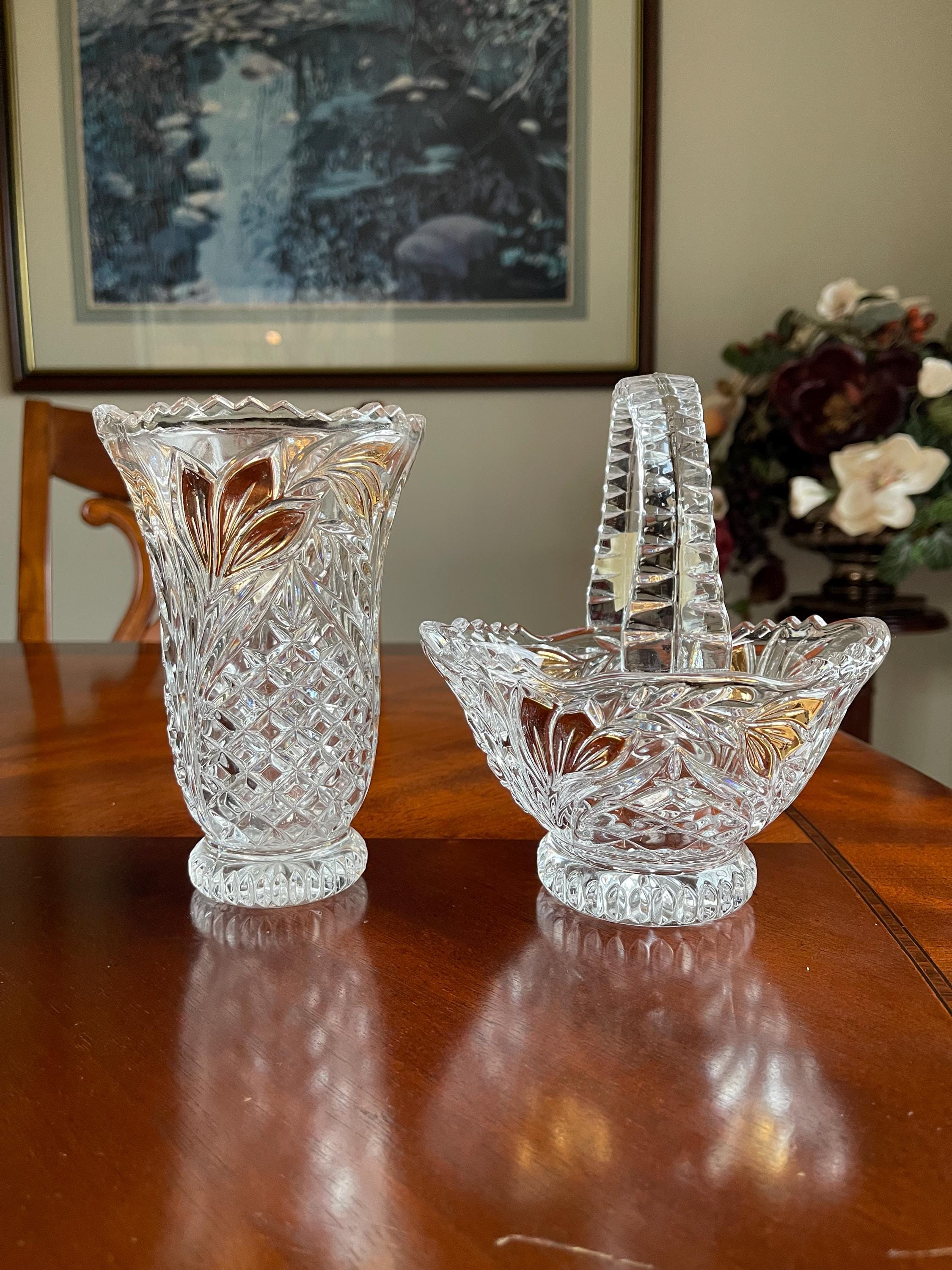 【ドイツAnnahütte ブロック一輪挿し24】ミッドセンチュリー Anna Hutte Crystal Basket - Etsy