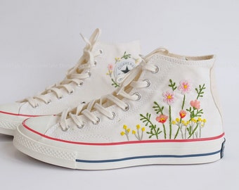 Custom Hand Embroidered Sweet Roses Flowers Converse Embroidery  Garden Flowers Converse Chuck Taylor All Star 1970s Personalized Gifts