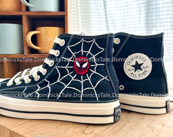 Embroidery Spider Man Converse Canvas Shoes Converse Chuck Taylor Personalized Gifts for Her Custom No Way Home Made Embroidered Converse