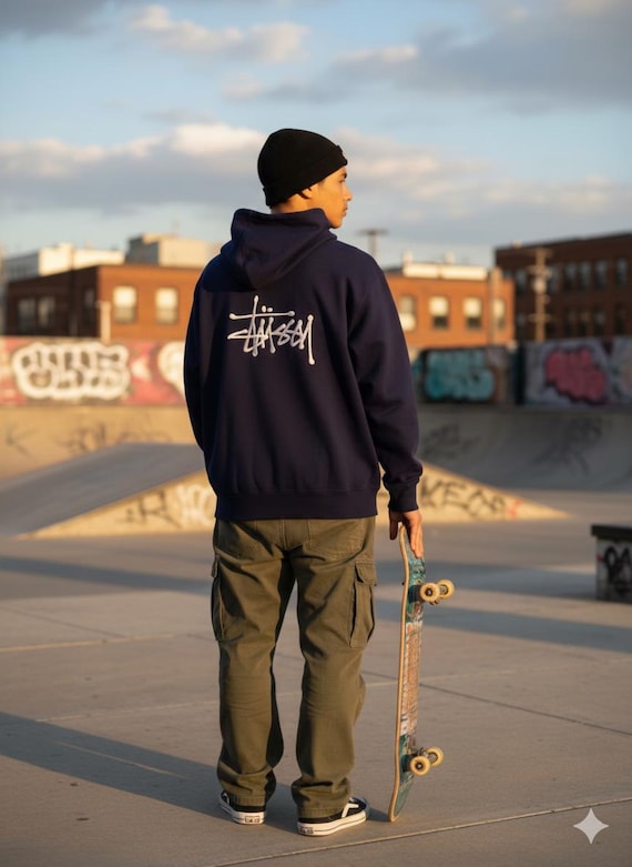 Y2K Streetwear Sweatshirt | Stussy Oversized Graffiti Hoodie